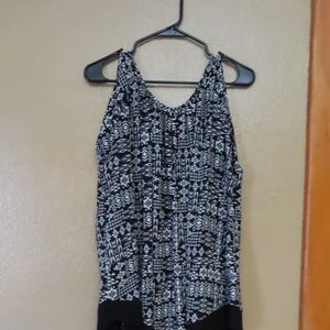 Black and White Patterned Top with Cold Shoulder